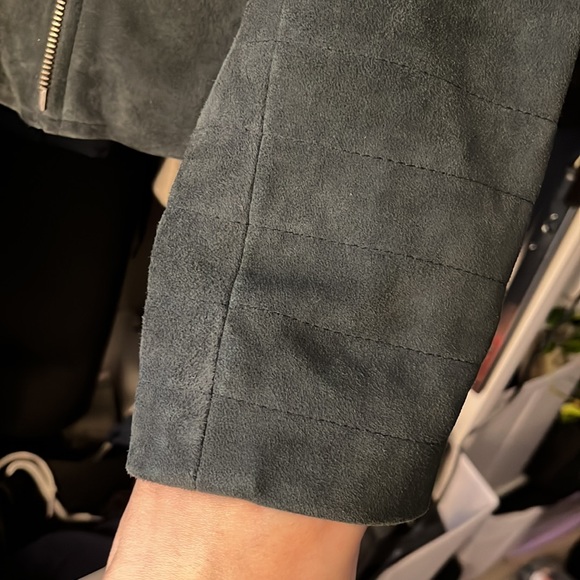 Luckybrand suede leather Moto jacket greyish blue in size Small women - Picture 9 of 15